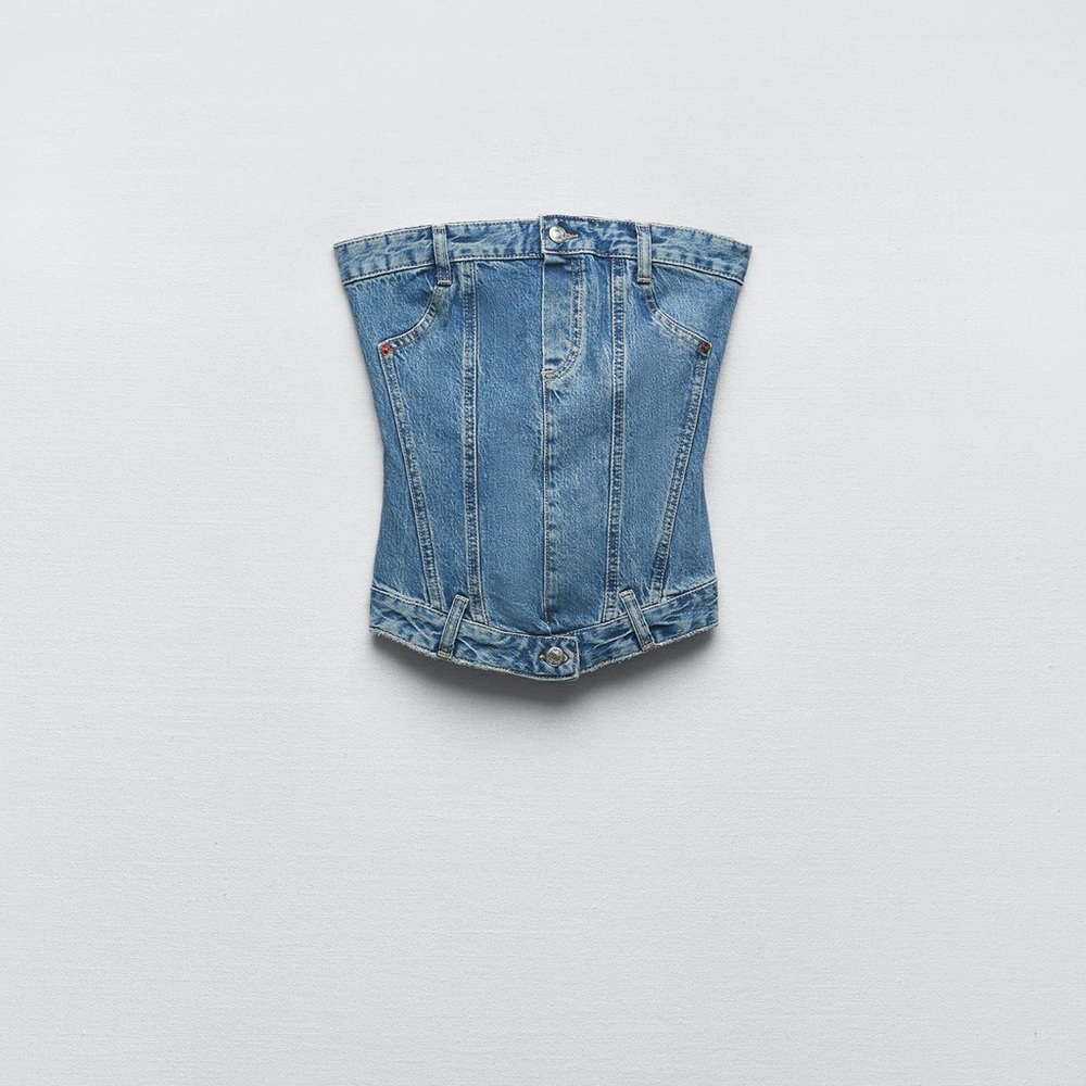 ZARA CORSET STYLE DENIM TOP TRF